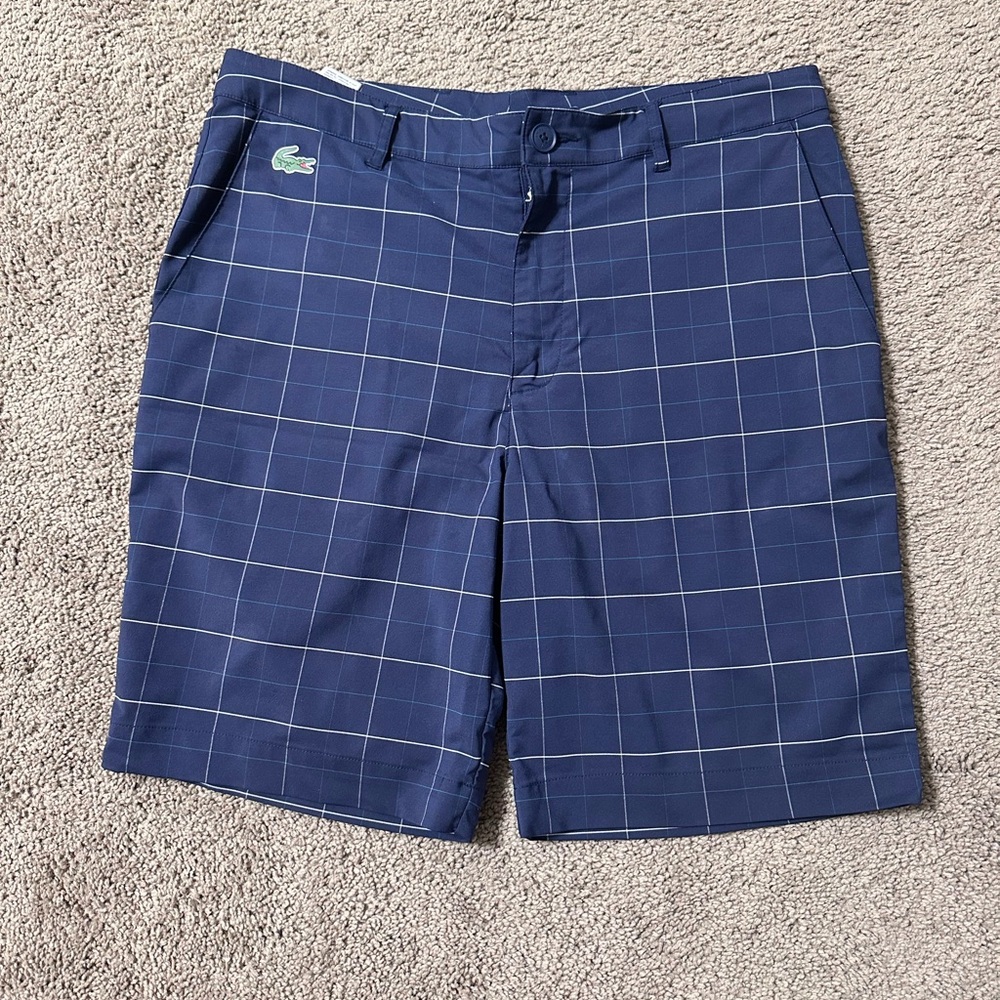 Lacoste Blue Flat Front Shorts Classic Style